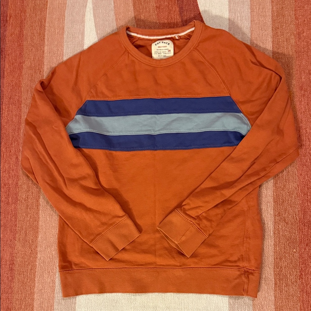 Fat Face Men's Crewneck Sweatshirt size Small. Terracotta and blue color.